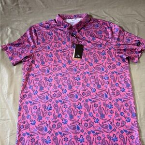 Obla Pink Paisley Men's Golf Shirt size L